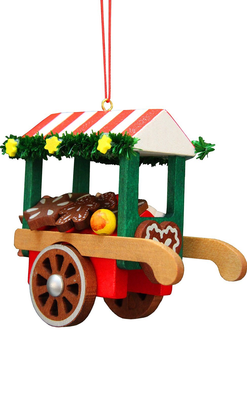 German Christkindlmarket Sweets Cart 3 x 3 Inch Wood Christmas Ornament
