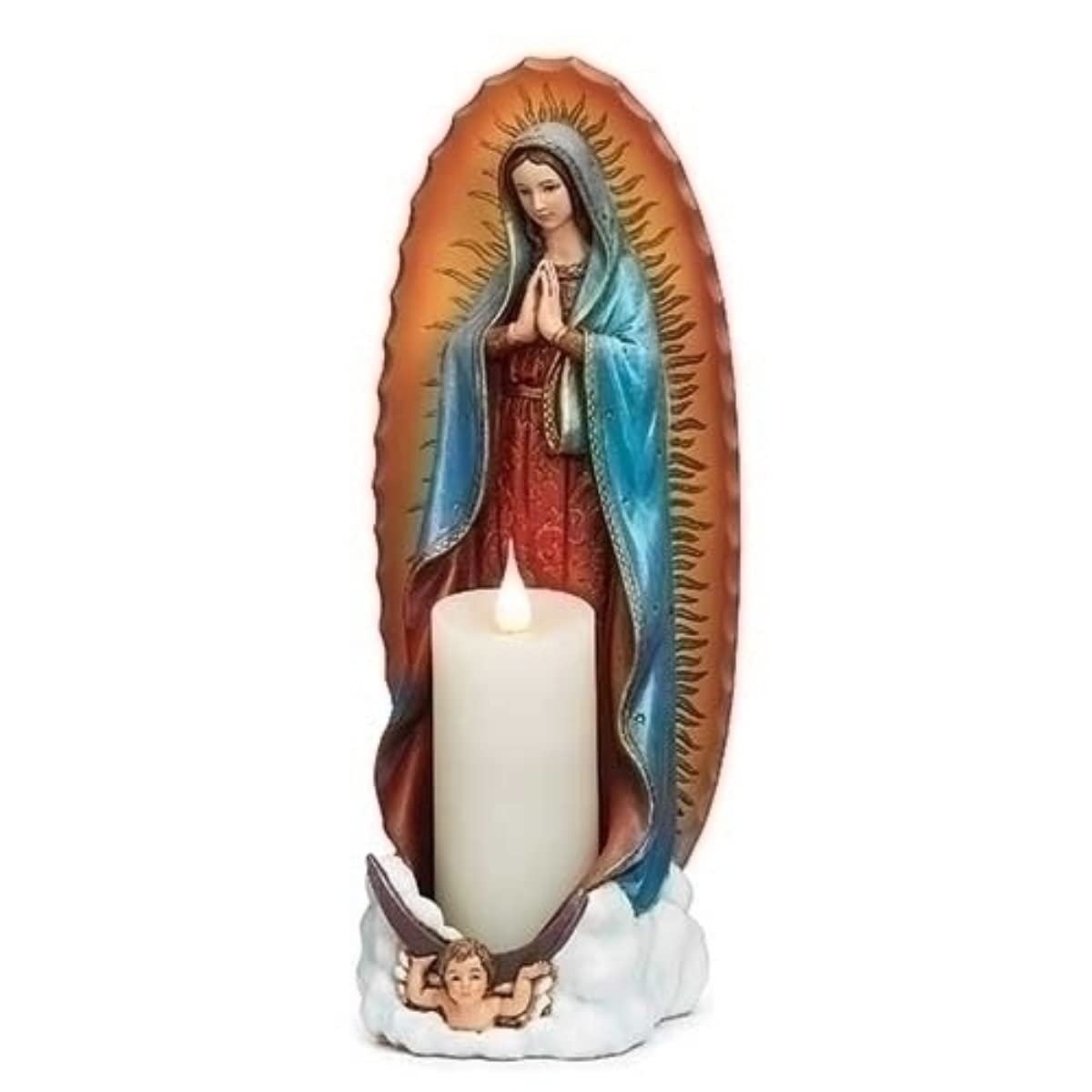 Joseph’s Studio by Roman – 11.25-Inch Our Lady of Guadalupe Figure and Candle Holder – Religious Home Décor – Beautiful Catholic Statue with Space for Candles (Candle Not Included)
