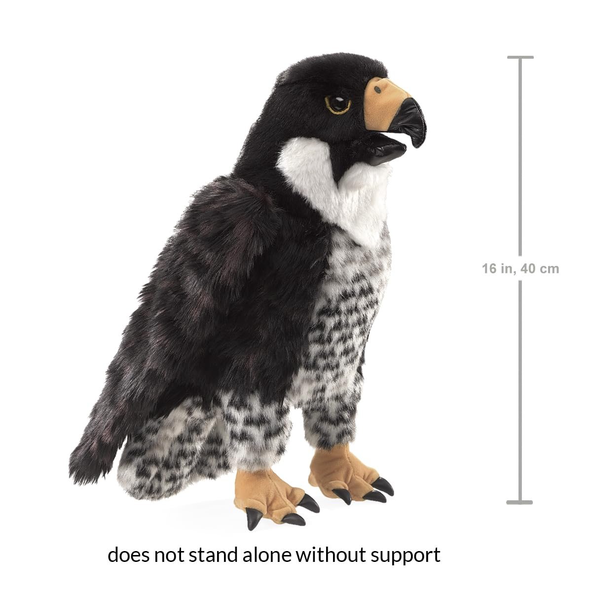 Folkmanis Peregrine Falcon Hand Puppet, Black/White/Yellow