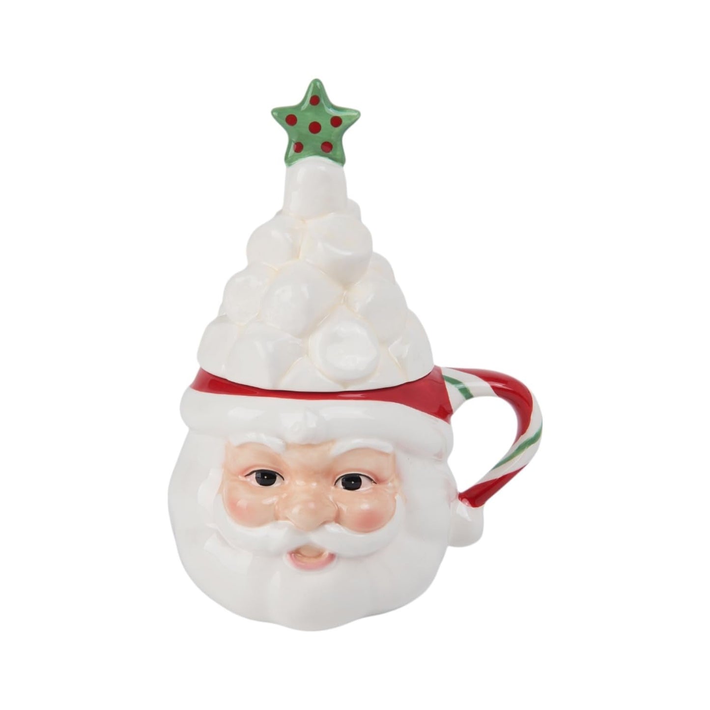 December Diamonds Sprinkles Santa Mug with Lid – 12oz Hand-Painted Holiday Drinkware