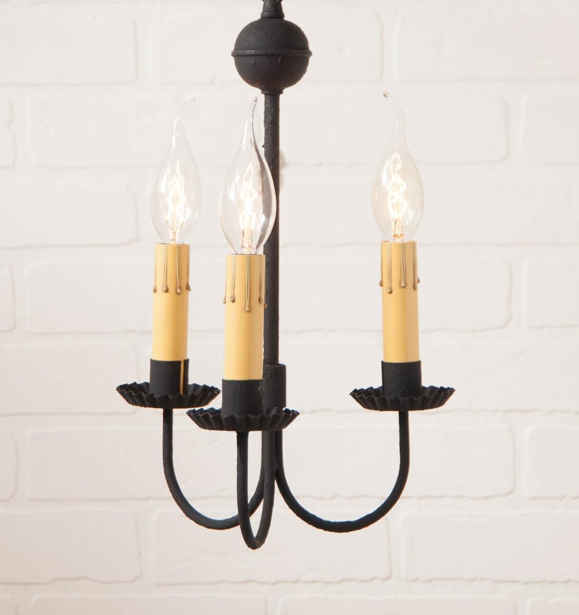 Irvin's Country Tinware Small 3-Arm Primitive Chandelier in Textured Black