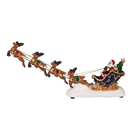 Kurt S. Adler Kurt Adler 7-Inch Battery-Operated LED Santa with Sleigh Table Piece, Multi