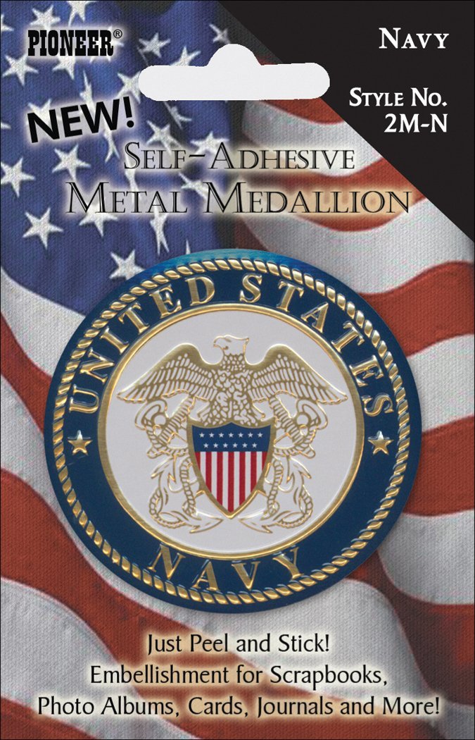 Military Self-Adhesive Metal Medallion 2"-Navy