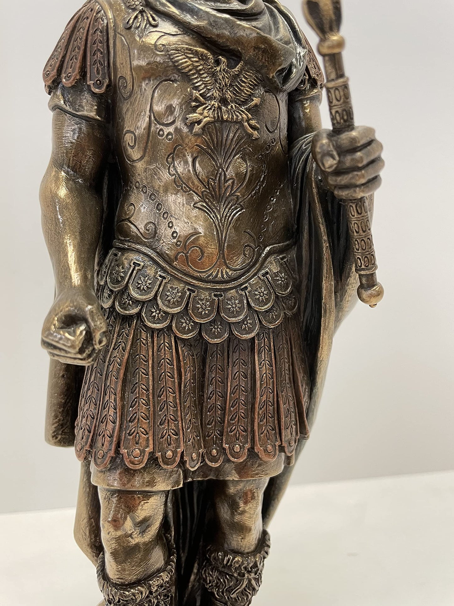 Gaius Julius Caesar in Roman Military Uniform Statue Bronze Finish