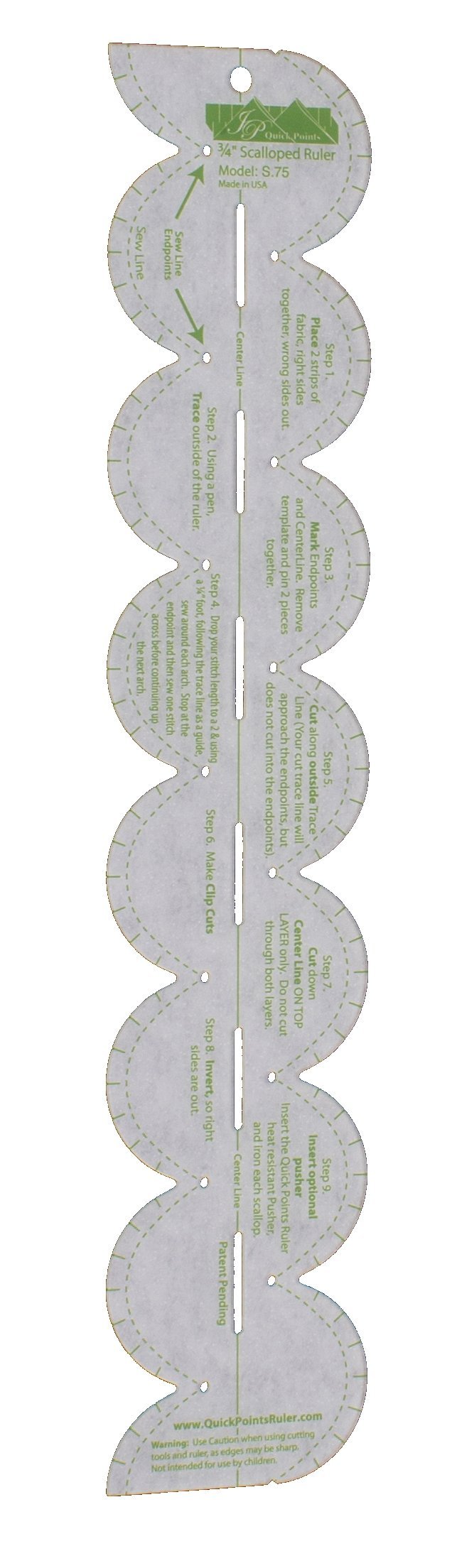 3/4" Scalloped Ruler Quick Points Ruler