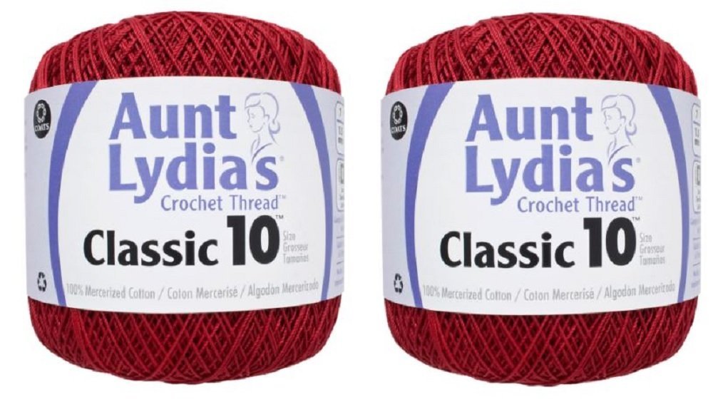 Aunt Lydia's Crochet Thread - Size 10 - Victory Red (2-Pack)