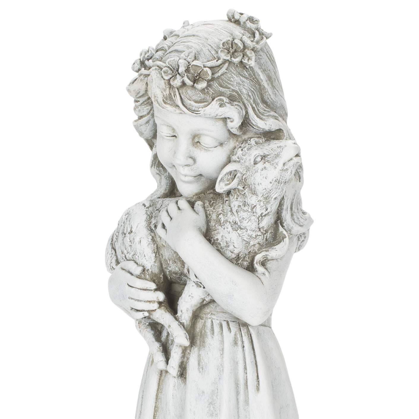 Joseph's Studio by Roman Inc., Girl with Lamb Garden Statue, Garden Collection, Religious Statue, Holy Family, Memorial, Angel, Patron Saint, Garden Décor (5x5x16)