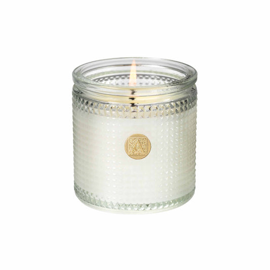 White Amaryllis & Rosemary - Textured Glass Candle