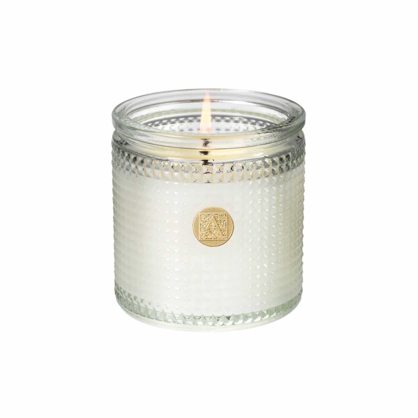 White Amaryllis & Rosemary - Textured Glass Candle