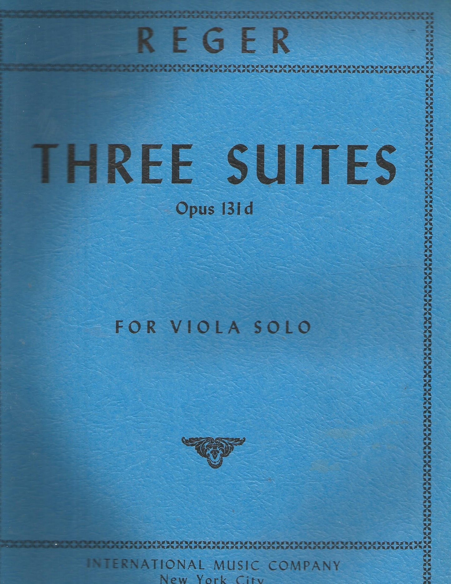 Reger, Max - Three Suites, Op 131d For Viola Published by International Music Company