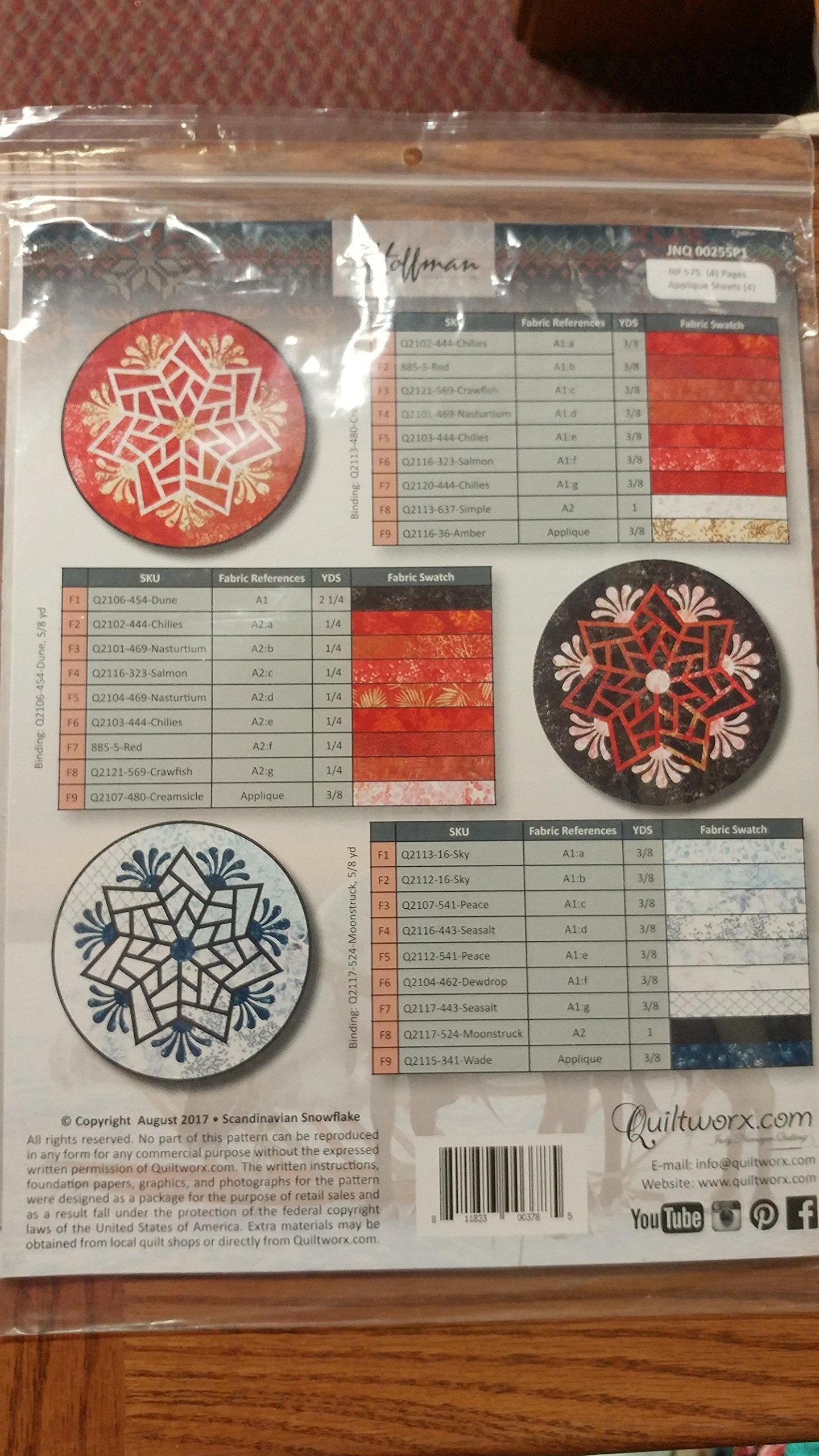 Pattern~Scandinavian Snowflake 20'' Round 4 Table Toppers~Applique Judy Niemeyer