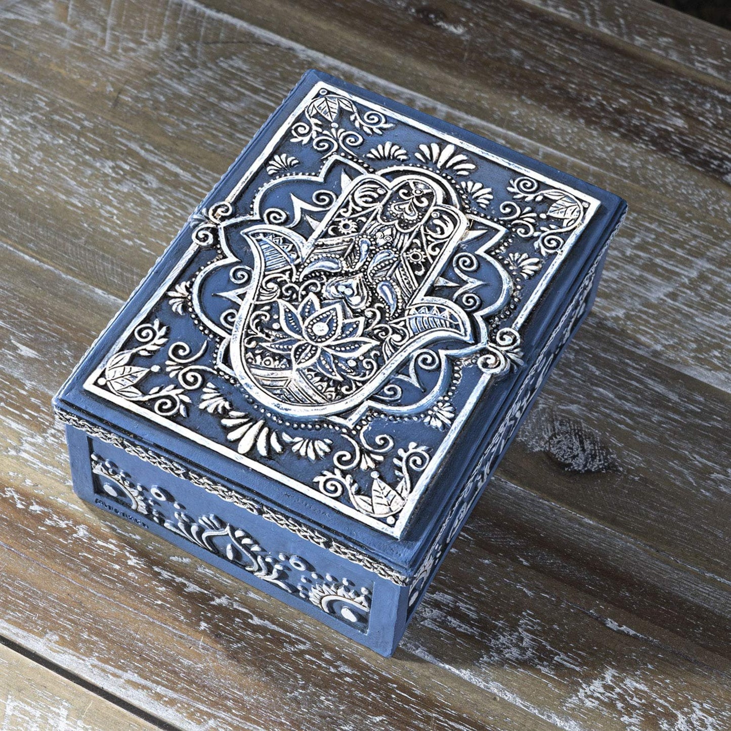 Pacific Giftware Hamsa Symbol Sculptural Jewelry Trinket Keepsake Tarot Box Fengshui Lucky Talisman Home Accent Decor 5.25" L