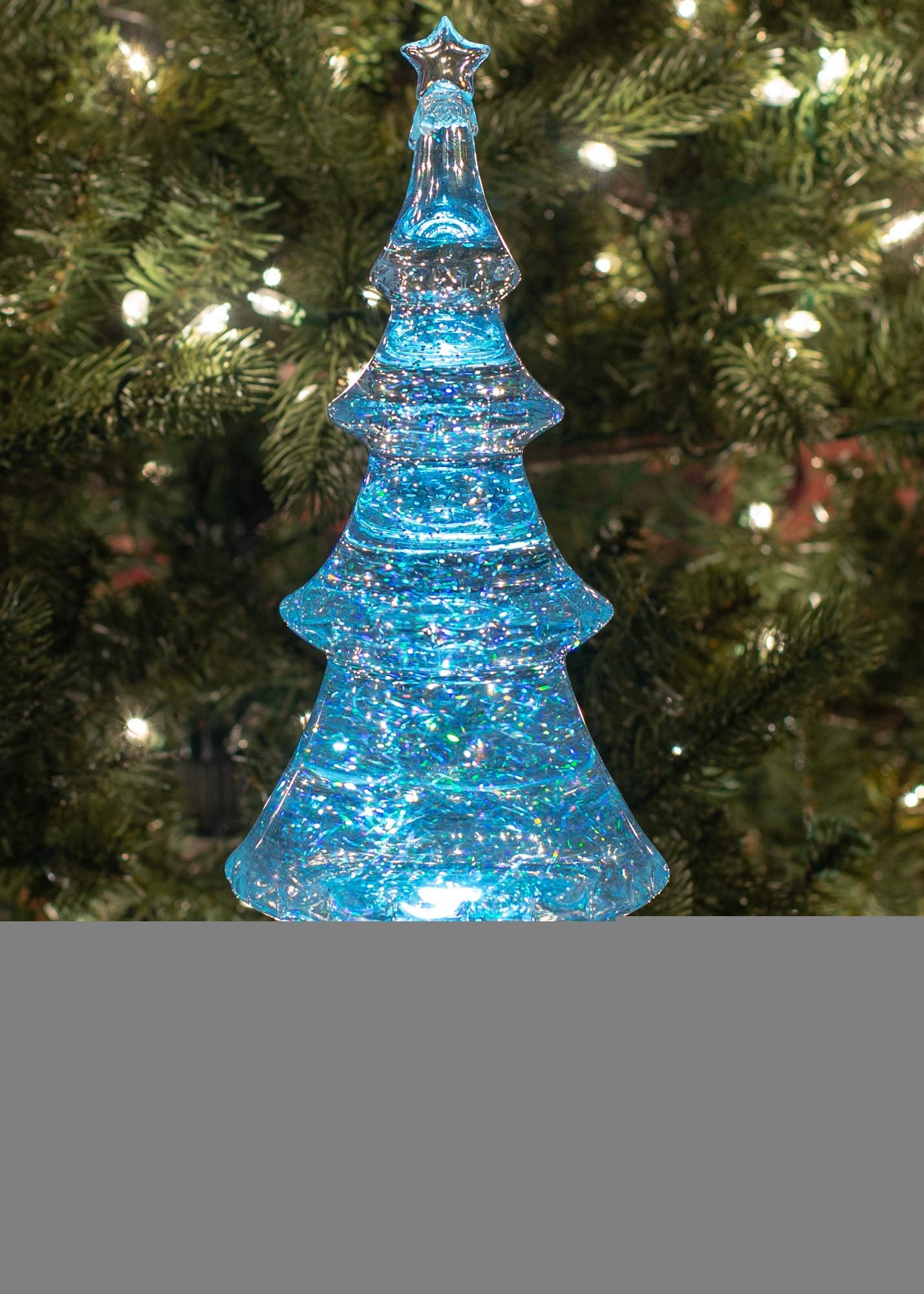 Roman LED Light-up Glitter Holiday X-mas Tree, 14" Tall Silver and Clear