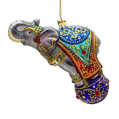 Kurt Adler 7-Inch Bellissimo Glass Elephant Ornament