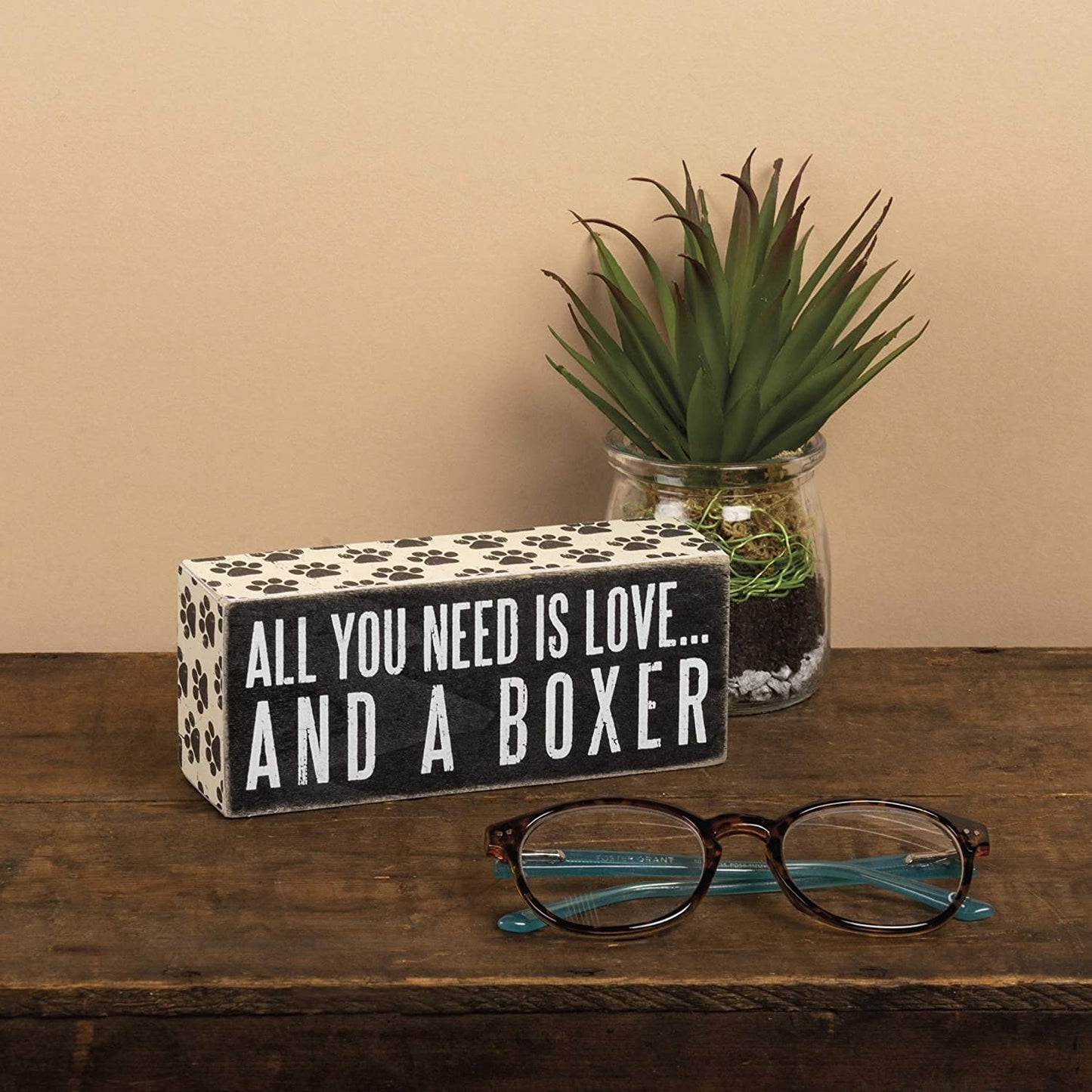 Primitives by Kathy Box Sign,Wood, 6" x 2.5", All You Need Is Love… And A Dachshund (24986)