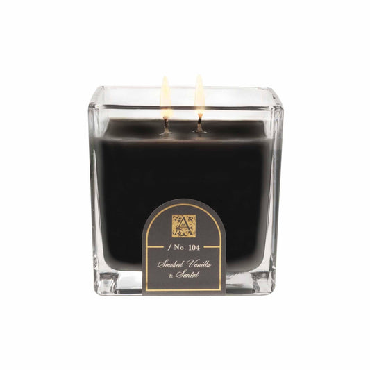 Aromatique Glass Cube Candle, Smoked Vanilla & Santal, 12 Ounce