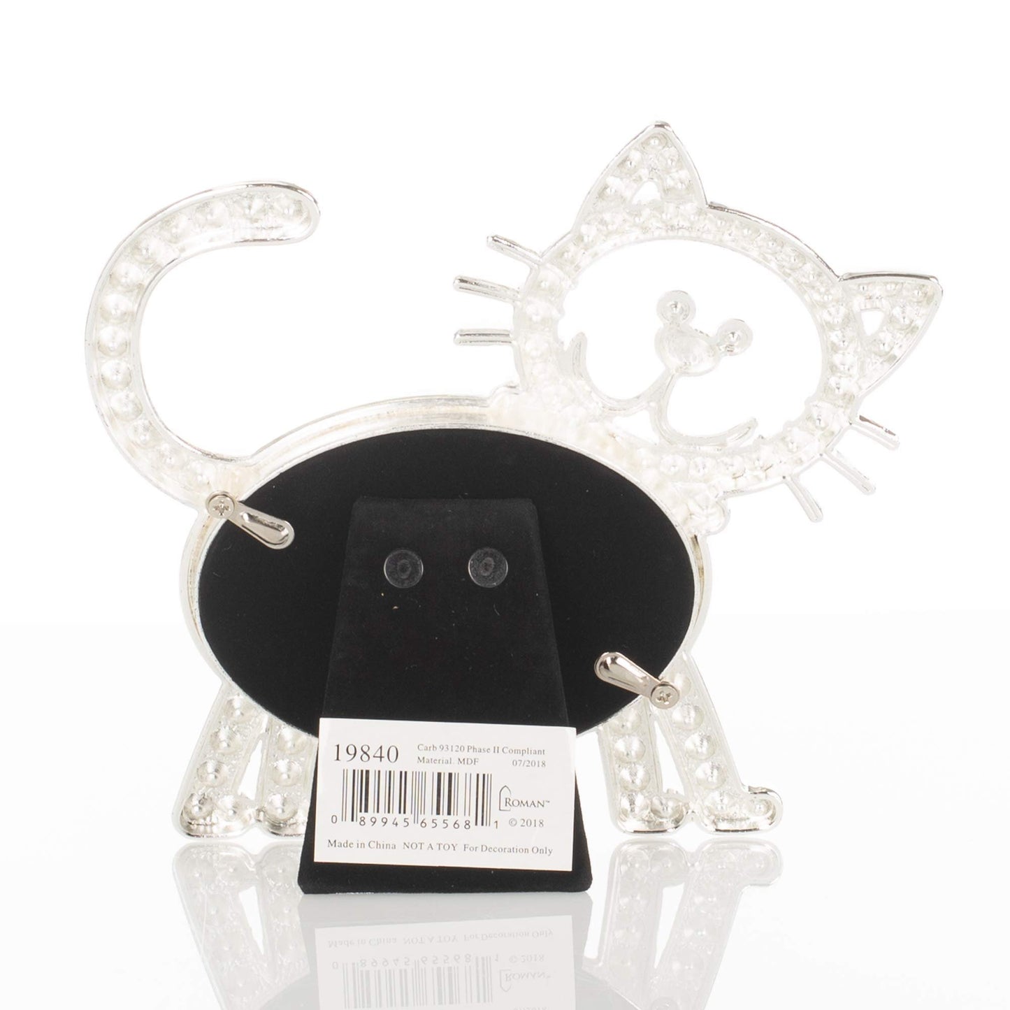 Cat Outline Silver Tone 6 x 6 Zinc Alloy Metal Wall and Tabletop Frame