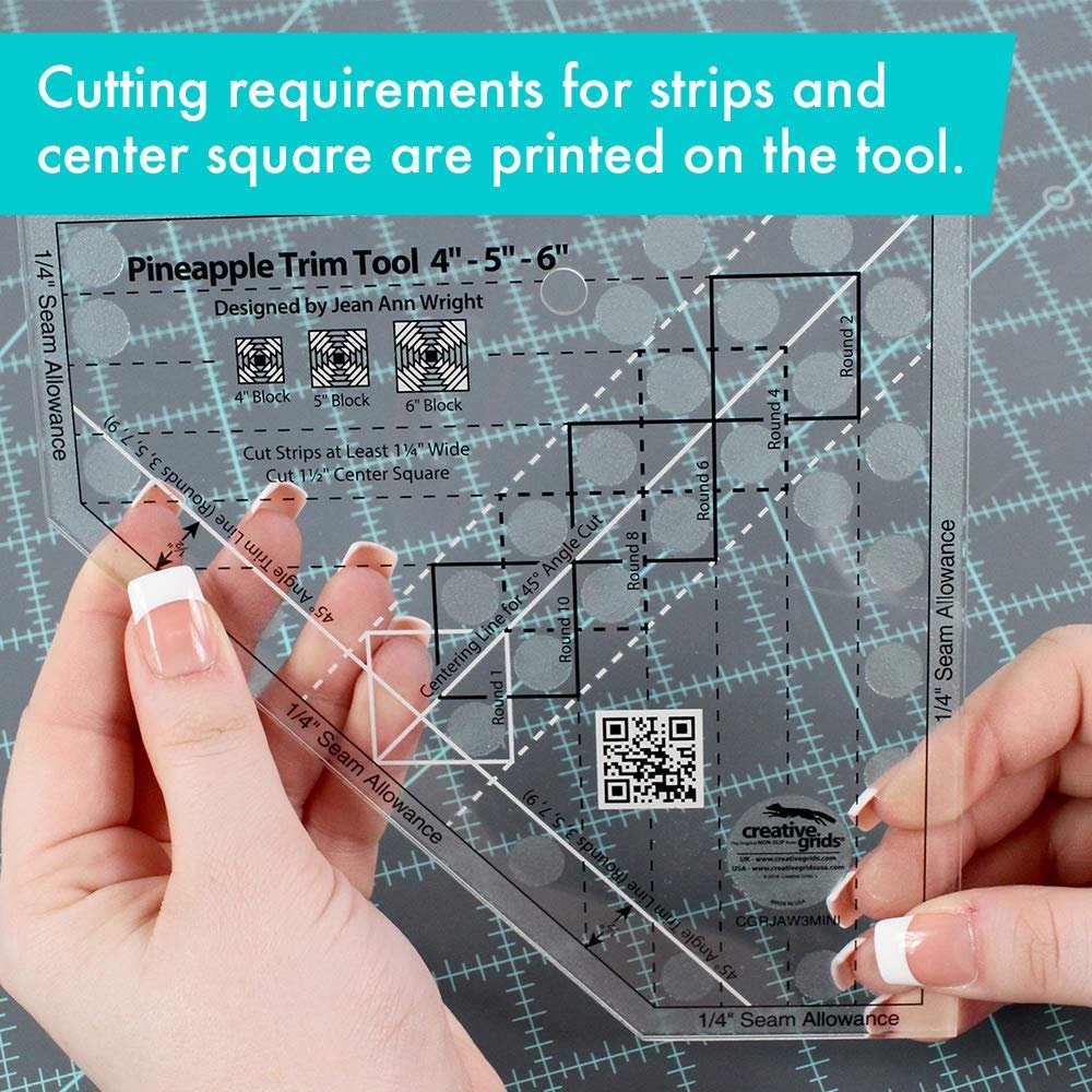 Creative Grids Pineapple Trim Tool Mini Quilt Ruler - CGRJAW3MINI