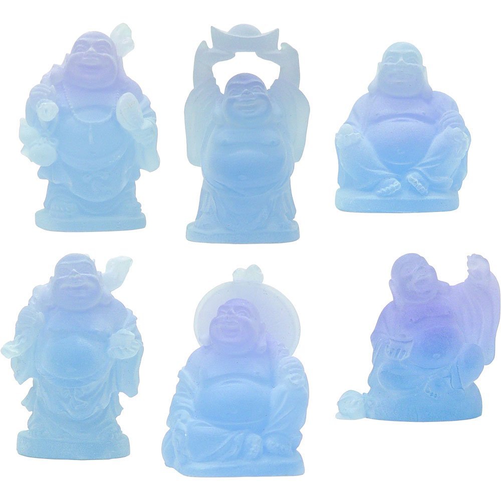 Frosted Acrylic Feng Shui Figurines Buddha Blue (set of 6)