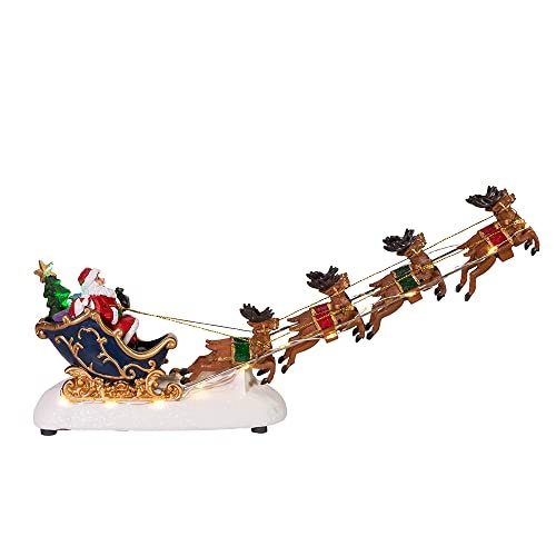 Kurt S. Adler Kurt Adler 7-Inch Battery-Operated LED Santa with Sleigh Table Piece, Multi