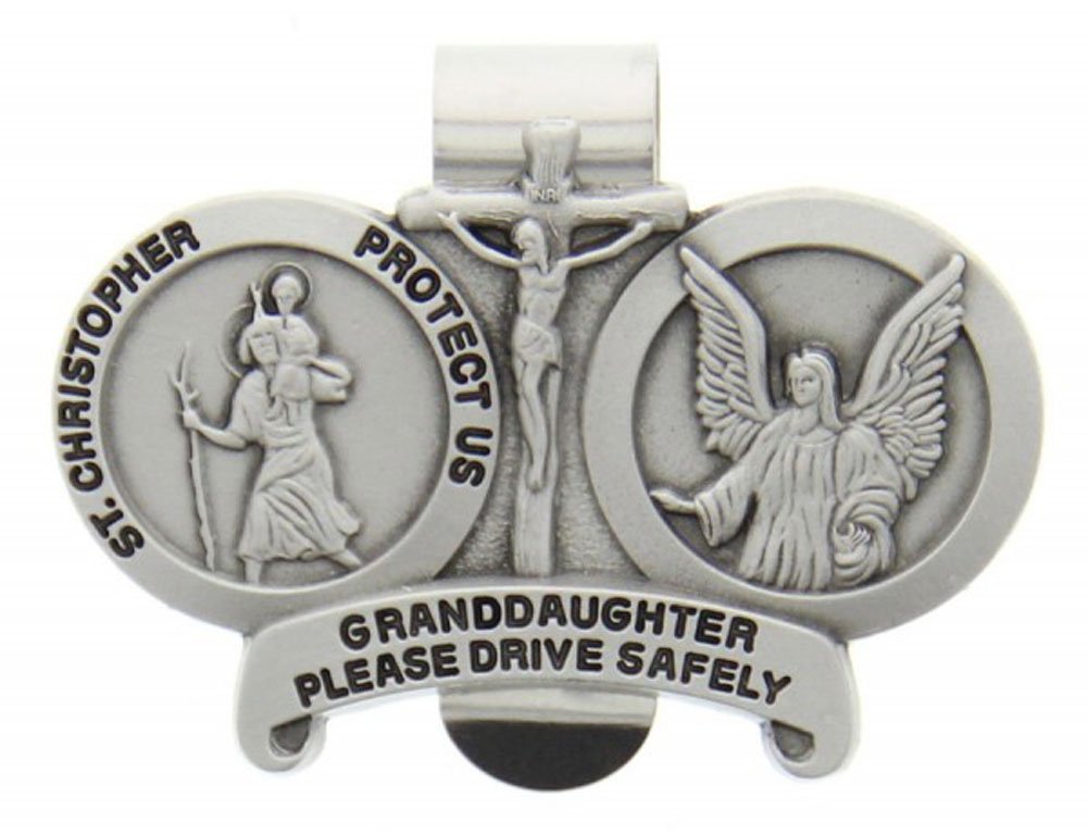 McVan Granddaughter Please Drive Safely St. Christopher Visor Clip