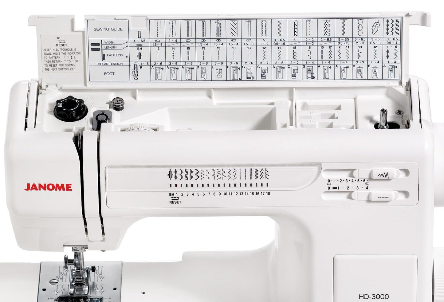 Janome HD3000 Heavy-Duty Sewing Machine with 18 Built-in Stitches + Hard Case