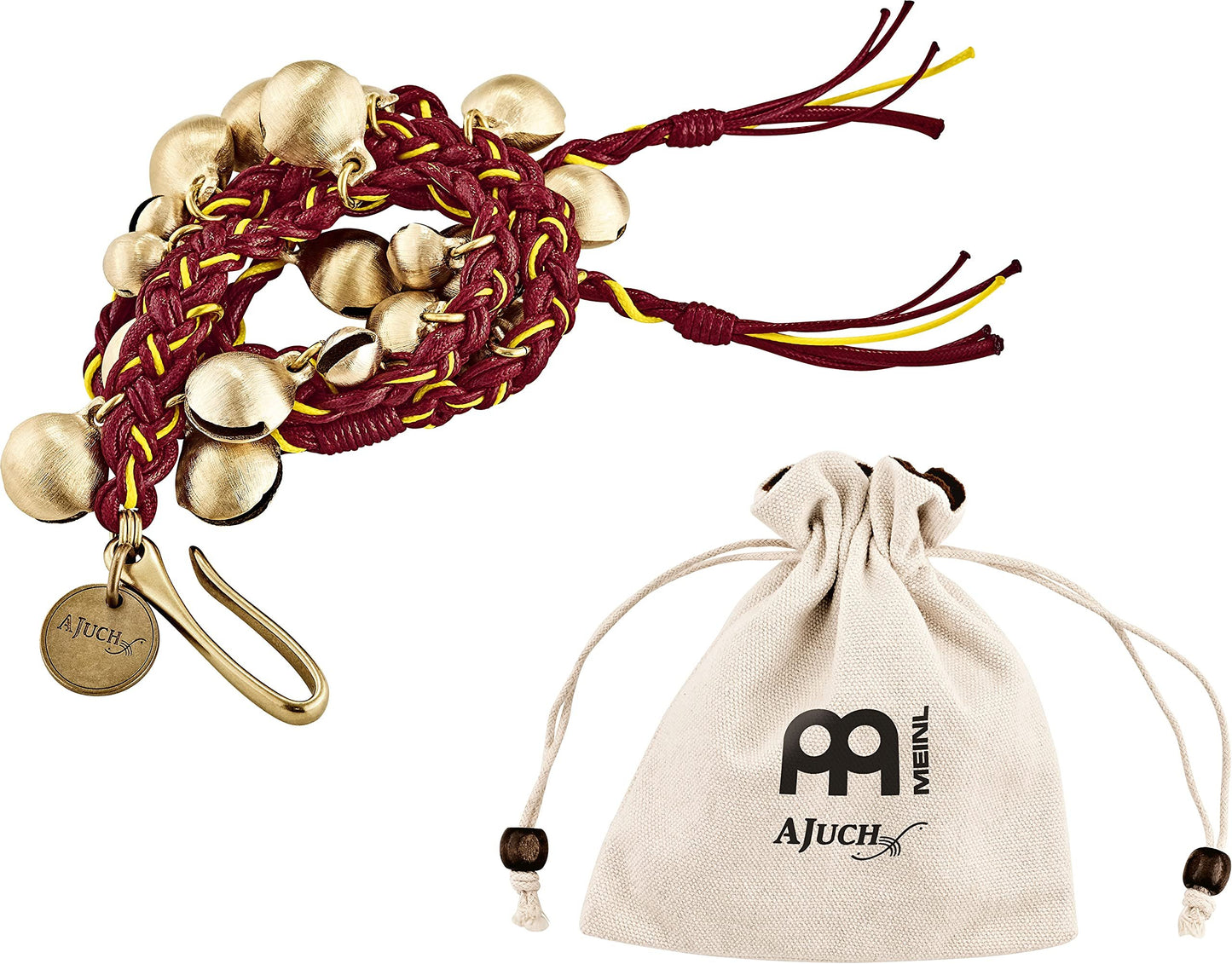 Meinl Percussion Ajuch Brass Bells, Small Size for High Pitch — Hand Tied Rope — Place on Any Hihat or Cymbal Stand for Light Jingle Sounds, Includes Canvas Bag, 2-Year Warranty, MABS