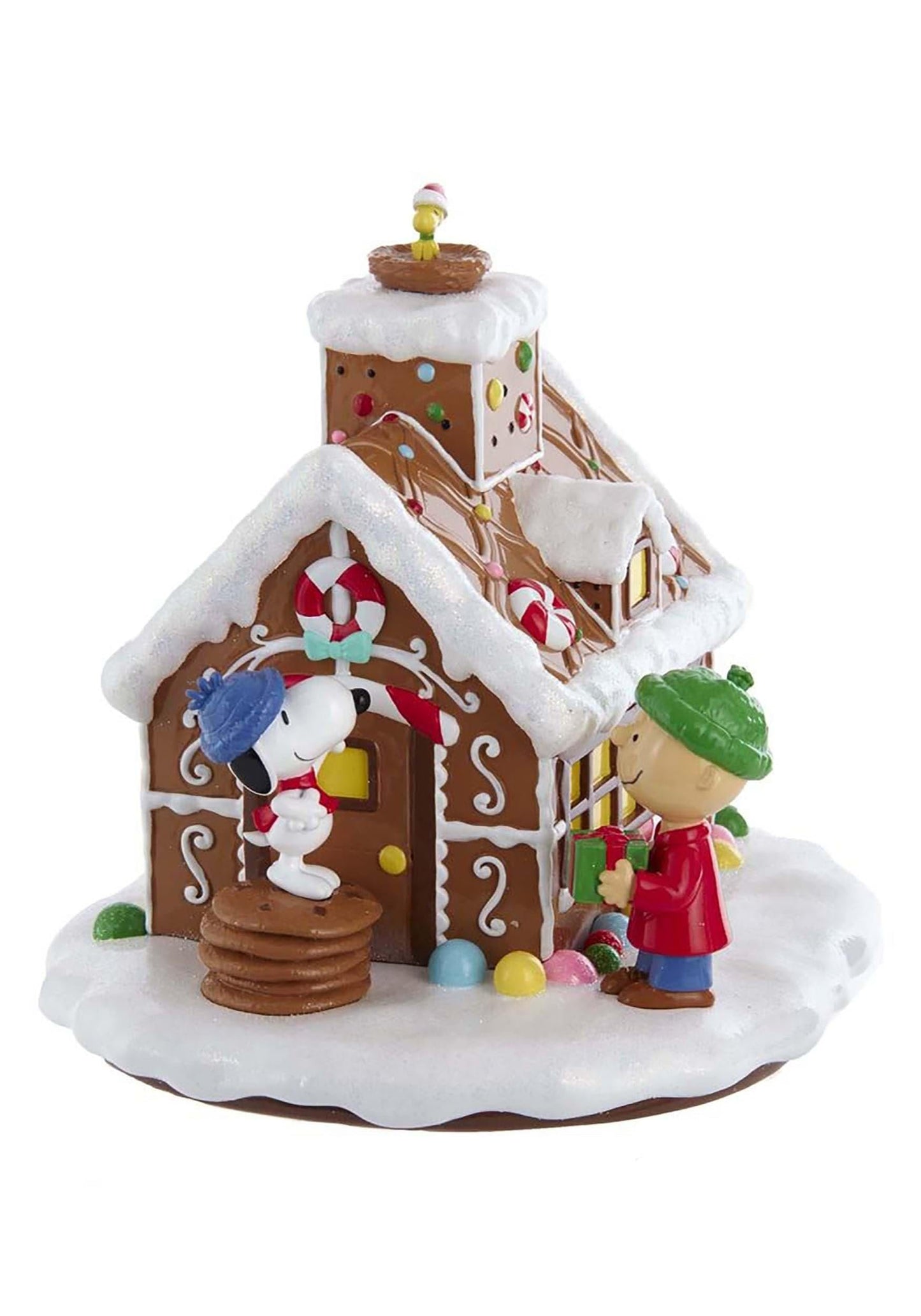 Peanuts Kurt Adler Battery-Operated LED Gingerbread House Table Piece