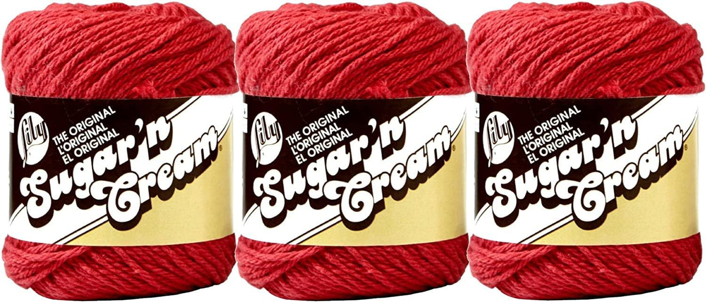 Sugar'N Cream Yarn - Solids-Red (3 Pack)