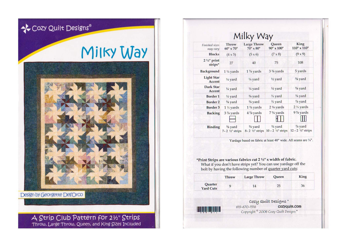 Cozy Quilt Designs 'Strip Club' Pattern - Milky Way (Includes Instructions for Four Project Sizes)