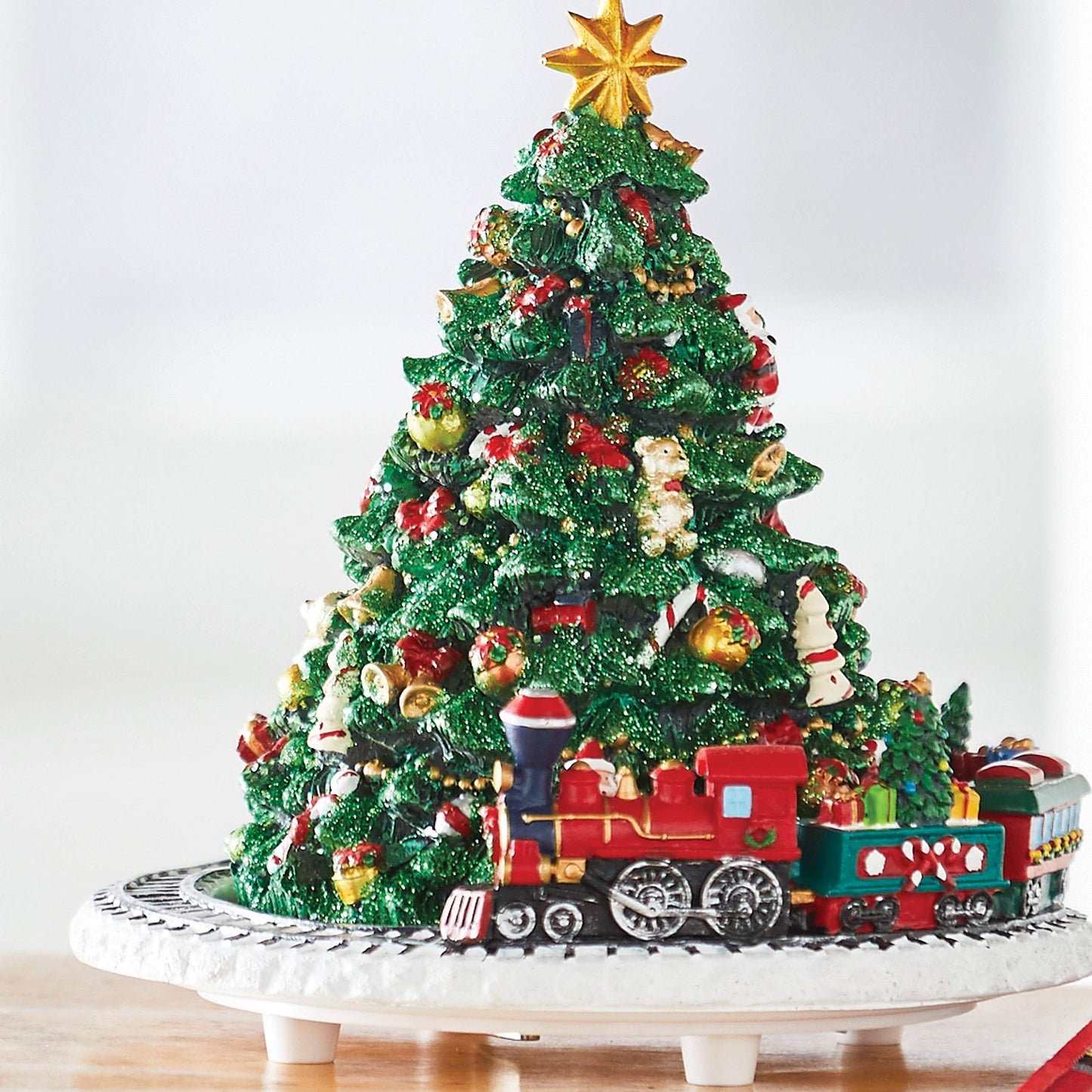 RAZ Imports Animated Musical Green Christmas Tree with Train 6.25 Inch