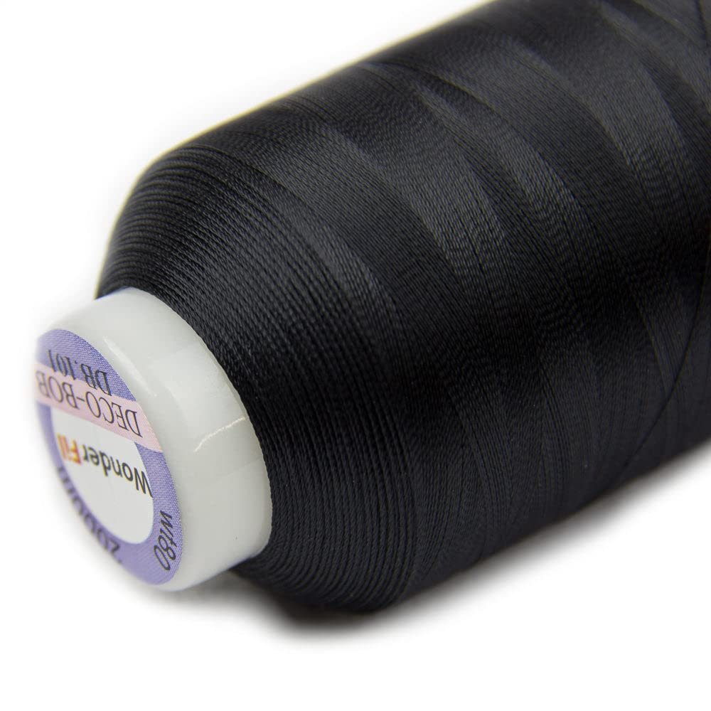 WonderFil Specialty Threads DecoBob Black, 2-ply Cottonized Polyester, 80wt
