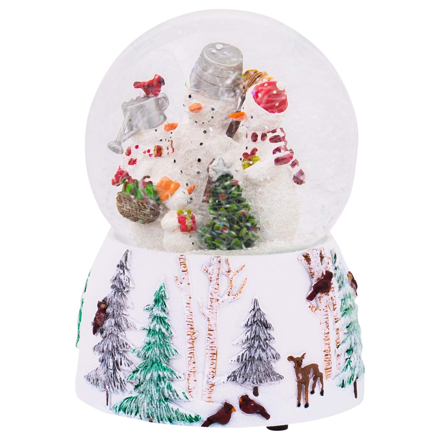 Roman 5.75-Inch Musical Snowman Family Glitterdome – 100mm Wind-Up Christmas Snow Globe, Holiday Home Décor, Gift for Winter & Snowman Lovers