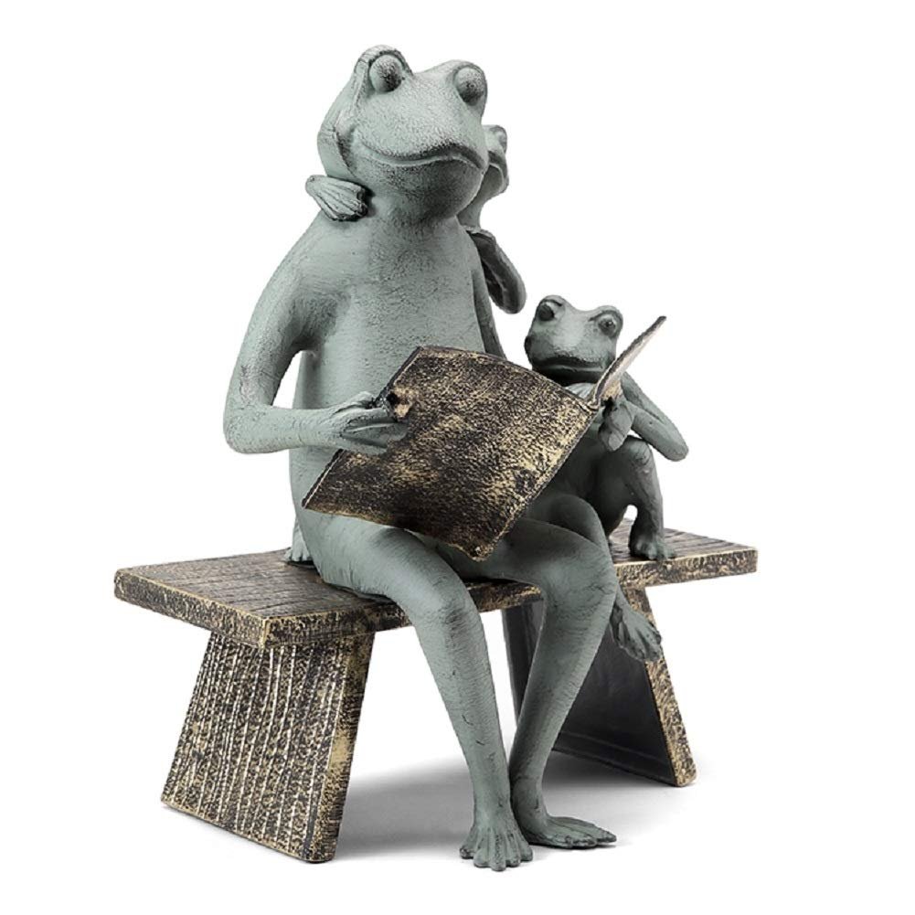 SPI Home Reading Frog Family Cast Aluminum Garden Sculpture Outdoor Decor