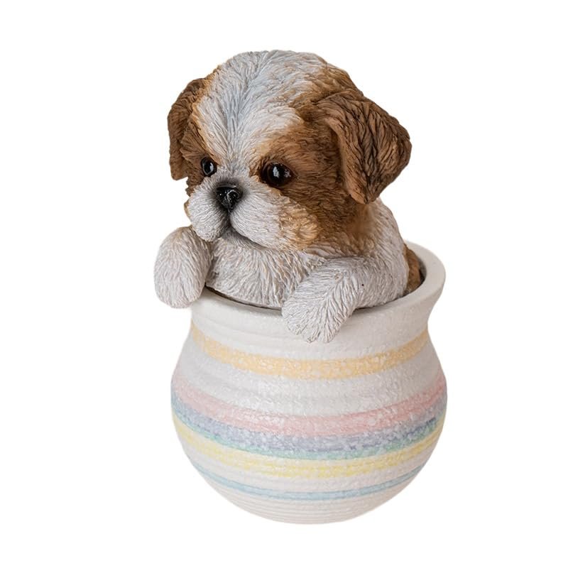 Pacific Giftware Shih Tzu in Pot, Decorative Statue with Shih Tzu in Pot, Keepshake Piece of Any Dog Lover