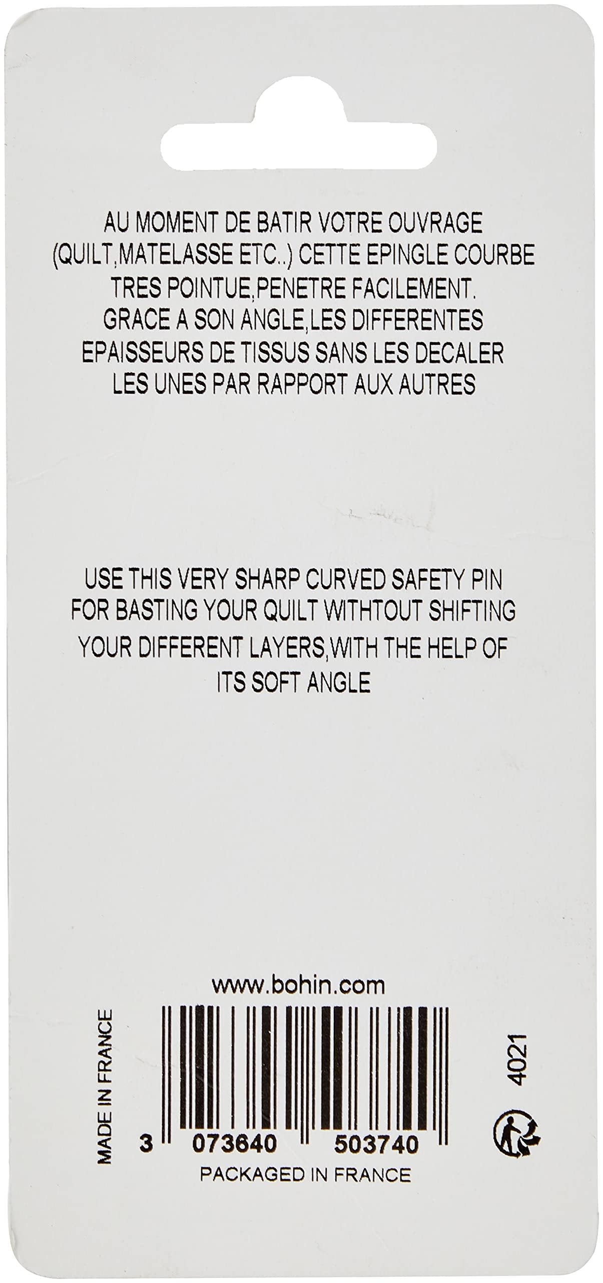 Bohin Safety Pin Curved Size 1 1/2 65ct