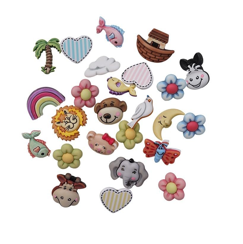 Zoo Animal Novelty Buttons – 50-Piece Assortment for Sewing, Scrapbooking & DIY Crafts – Lions, Monkeys, Zebras & Elephants