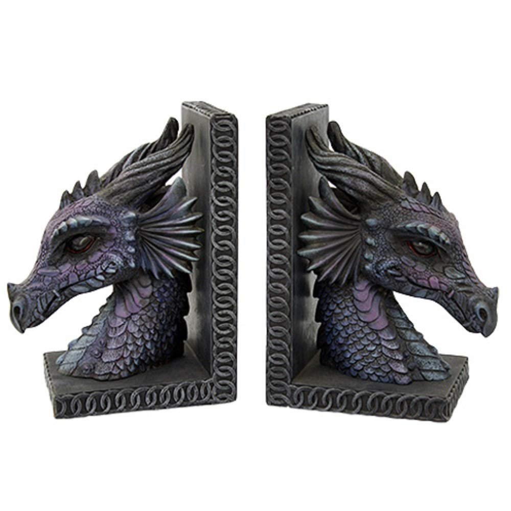 Pacific Giftware Gothic Purple Dragon Bookends Mystic Book Ends Set Evil