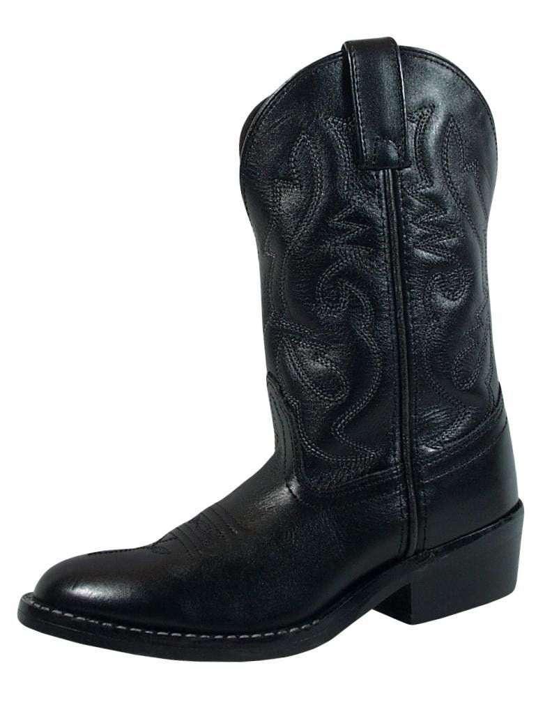 Smoky Children's Kid's Black Leather Western Cowboy Boot