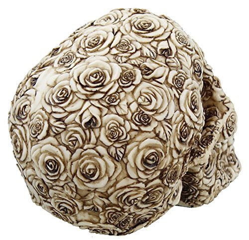 Pacific Trading Decorative Ornate Rose Flower Skull Figurine