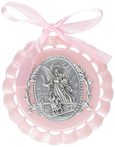 Roman Giftware Inc., Children's Gifts, New Baby, 4.25" H Pink Cradle Medal,Religious, Inspirational, Durable (4x1x4)