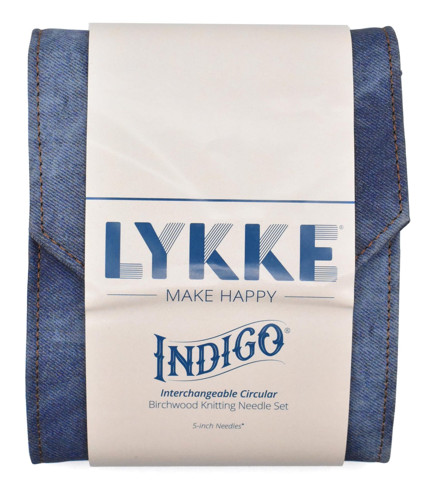 Lykke - 5" Indigo Interchangeable Needles Starter Set, Azure Fabric Pouch