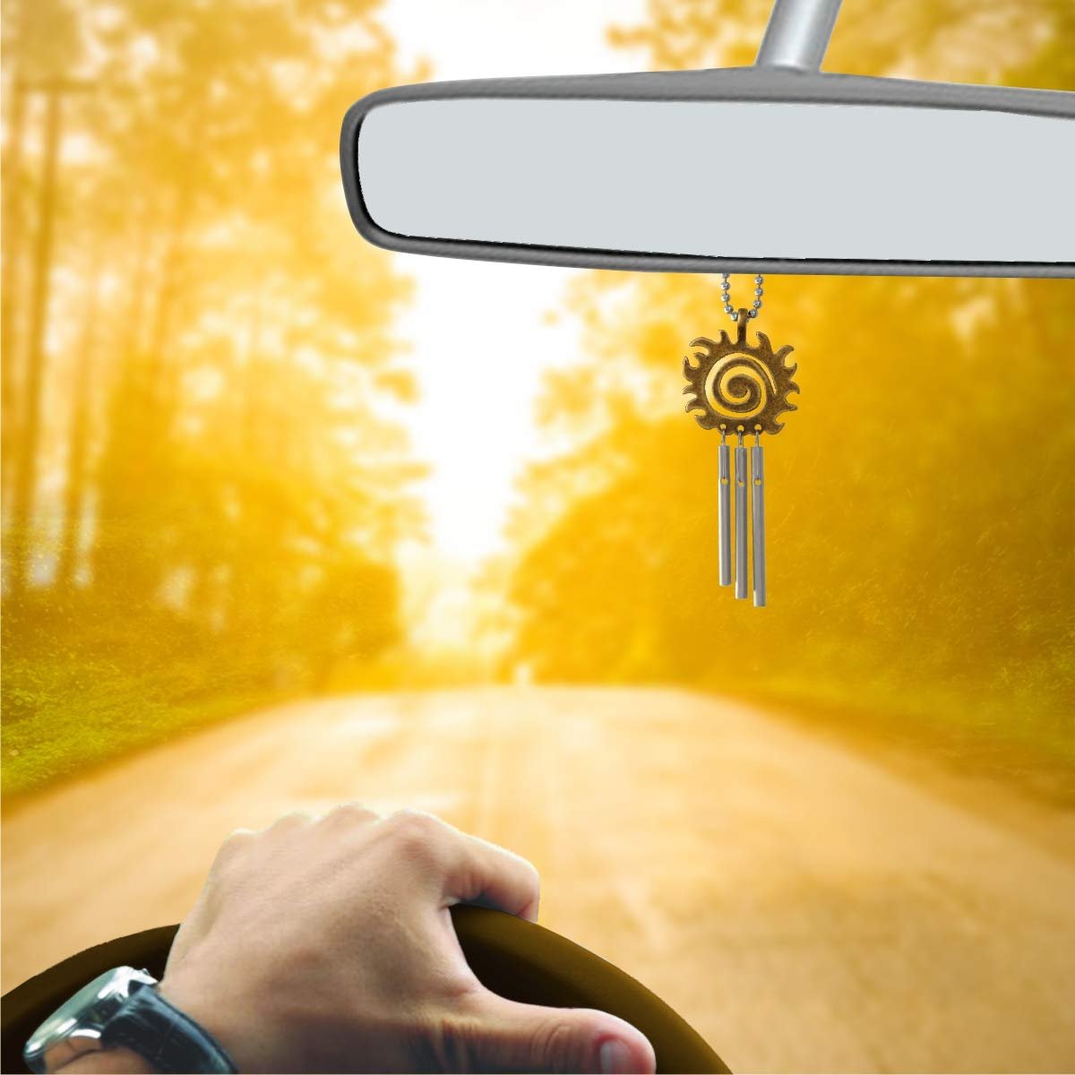 Jacob's Musical Car Charm, Sun Spiral Eclipse, Mini Wind Chime