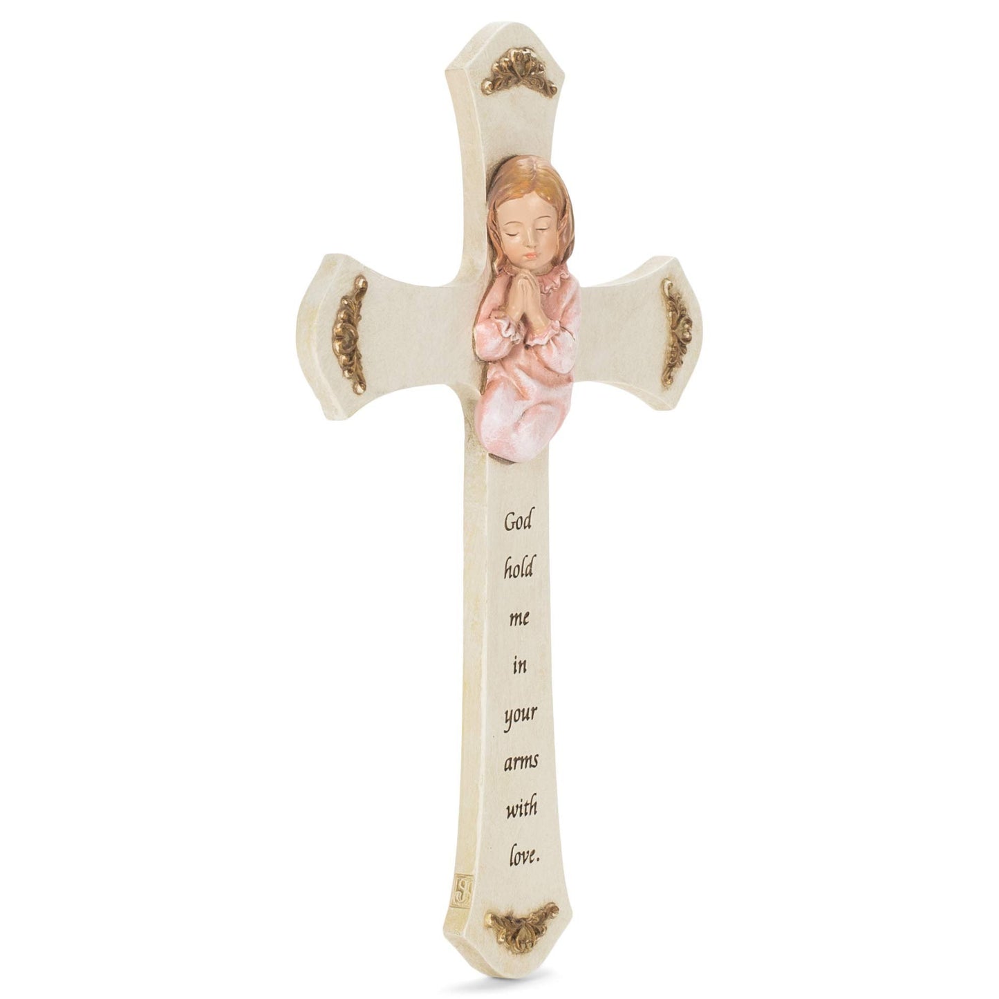 Joseph's Studio by Roman, Baby Baptism Collection, 8.25"H PRAYING GIRL CROSS, Home Décor, Devout Gift, Prayerful Inspiration (8x5x8)