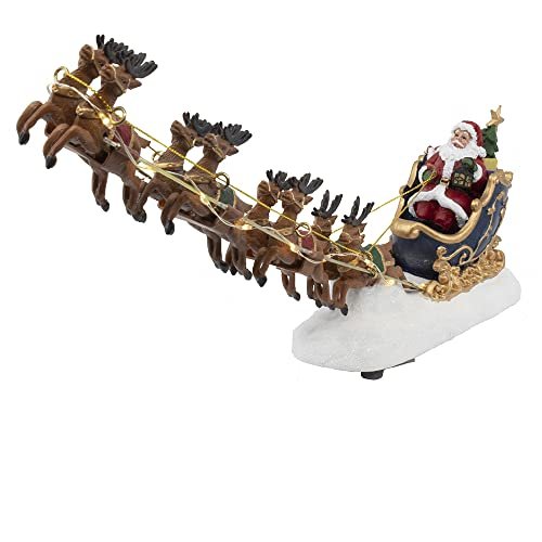 Kurt S. Adler Kurt Adler 7-Inch Battery-Operated LED Santa with Sleigh Table Piece, Multi