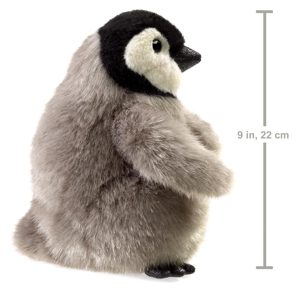Folkmanis Baby Emperor Penguin Hand Puppet, Gray, Black, White, 8"