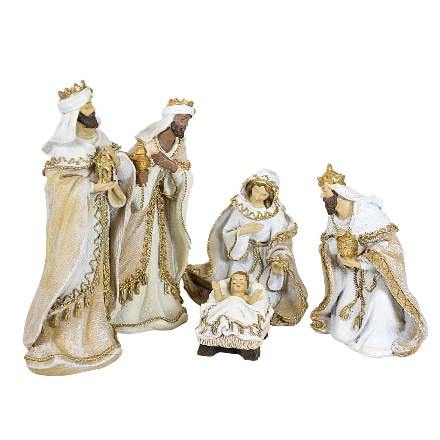 Roman 7pc Gold Rope Accented Nativity Set 8.5" H, Christmas Decor, Religious Gifts,