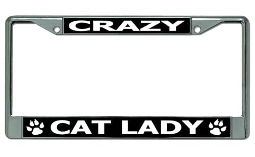 Crazy Cat Lady Chrome License Plate Frame