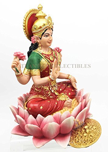 PT Pacific Trading Lakshmi Hindu Goddess on Lotus Statue Sculpture