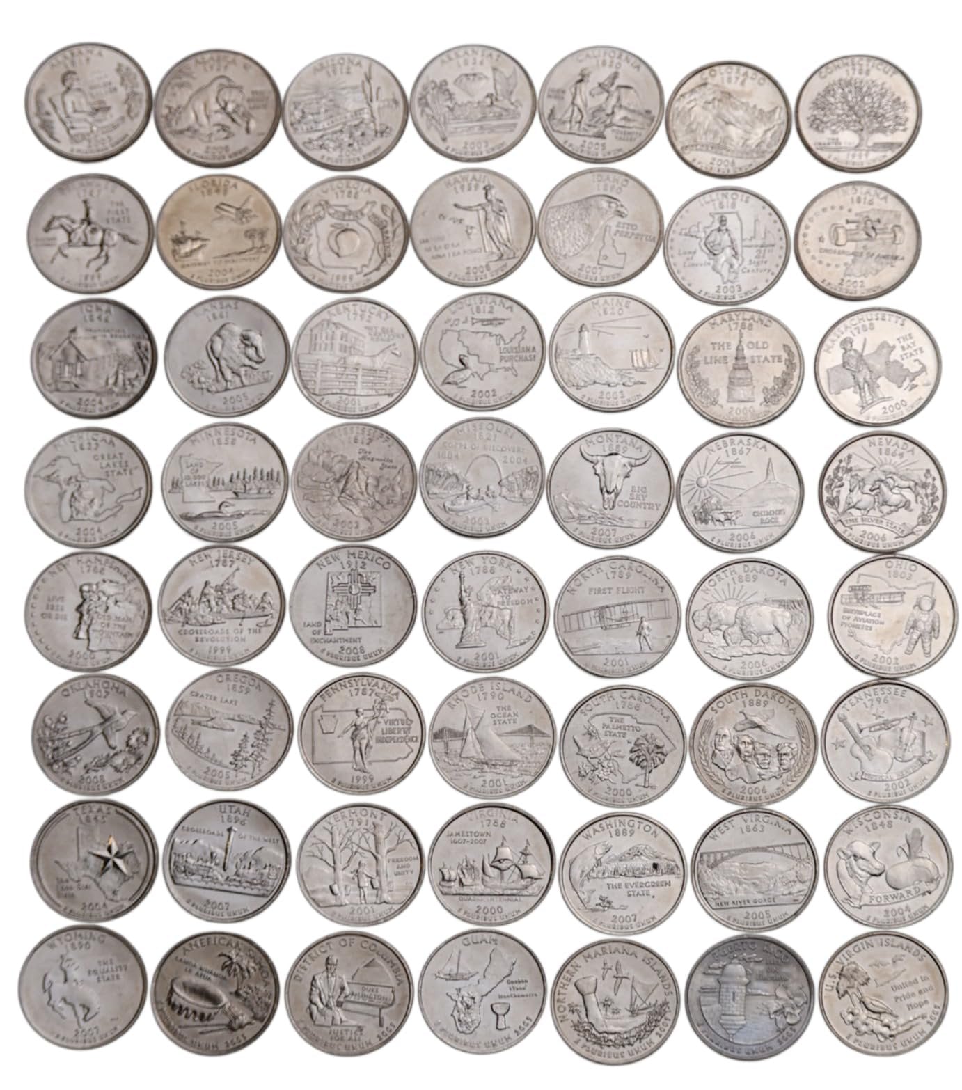 Complete 56-Coin U.S. State & Territory Quarter Set 1999–2009 Denver (D) Mint – 50 States, DC & 5 Territories